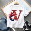 2026  New Children's Spider Man Cartoon Letter Printed T-shirt Cotton T-shirt Boys' Short Sleeved Top Children's Clothing