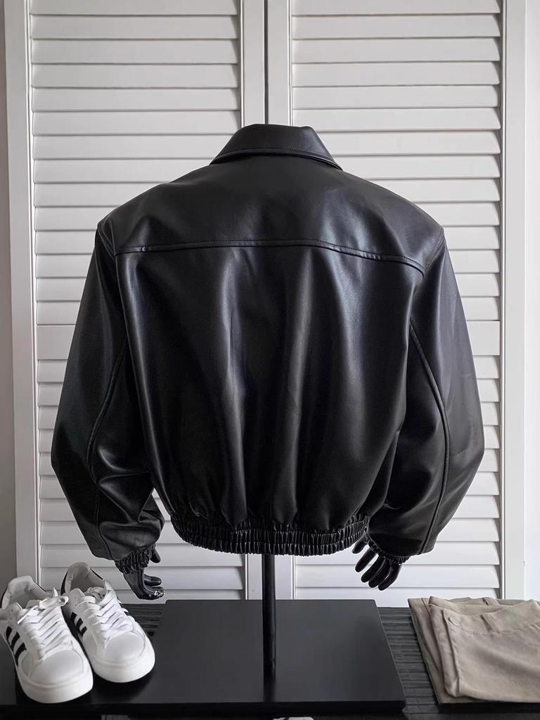 Men's High-End Retro Leather Motorcycle Jacket - Cool, Trendy, Heavy-Weight Style for Spring and Autumn