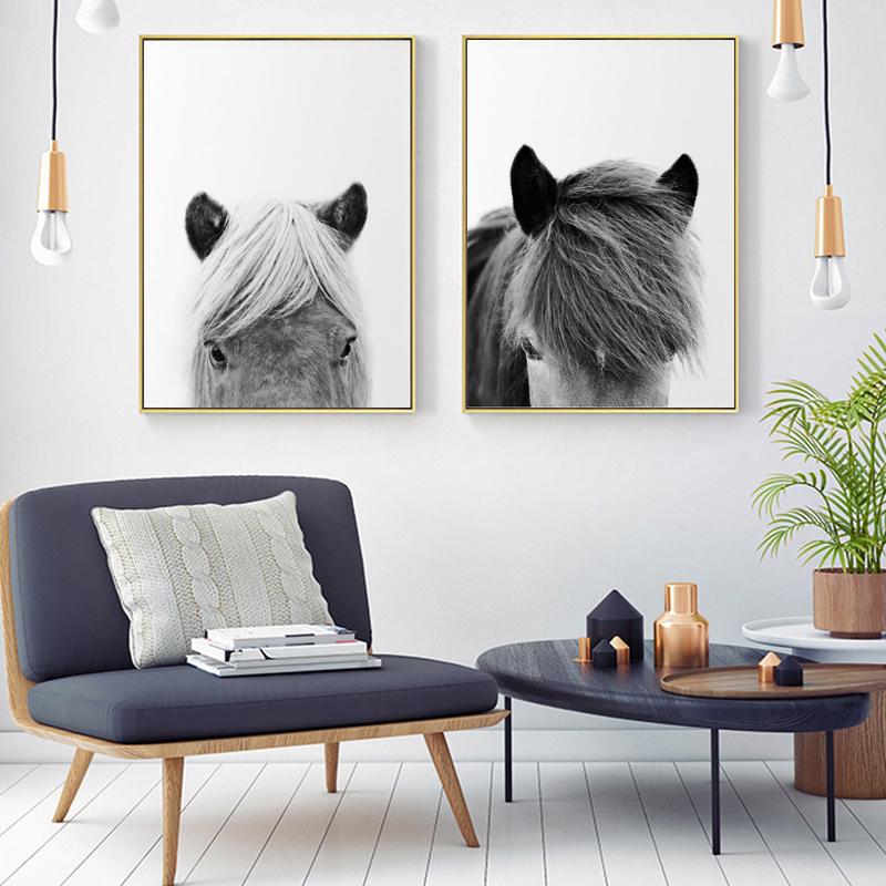 Minimalist Wall Art Canvas Icelandic Horse Posters Black White Prints Farmhouse Rustic Painting Modern Pictures for Living Room