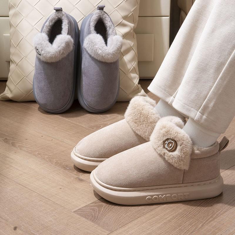 Comwarm Winter Fellstiefel für Damen Outdoor Stiefeletten Plateau Hausstiefel Plüschfutter Gemütlich Warm Damen Baumwollstiefel