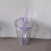 Customizable 16OZ Double-Layer Plastic Straw Cup with Lid and Logo