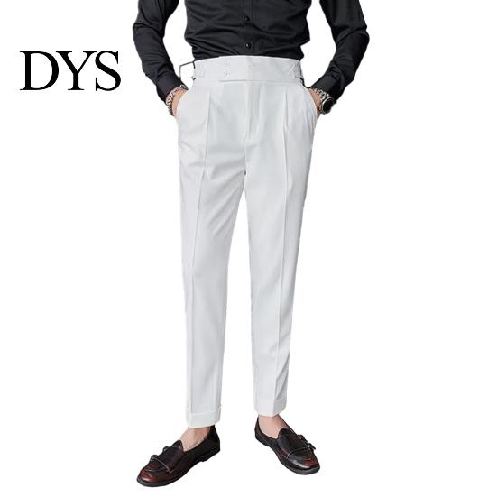 Elegante Formelle Hosen Herren Anzug Business Stil Gerade Beine Schmal Geschnitten Einfarbige Weiche Hohe Taille Vintage Taschen Atmungsaktiv Bürohosen Reißverschluss
