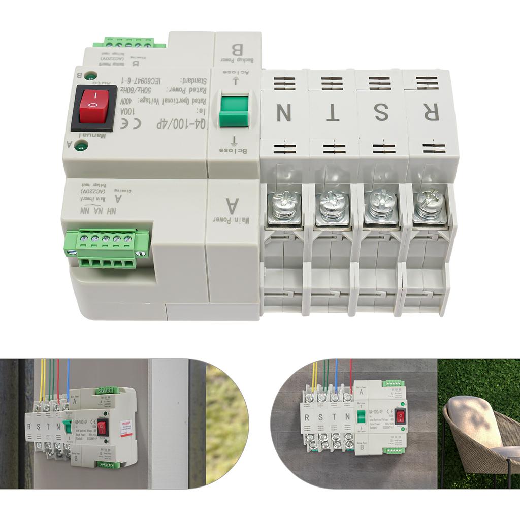 100A 4P Automatic Switch,Dual Power Mini Generator Automatic Transfer Switch Changeover Switch