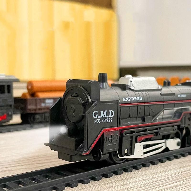 Brinquedo Trem de Carga Ferroviário Clássico Elétrico Trem de Natal Conjunto de Pista com Luzes Modelo Brinquedos para Crianças Presente Crianças