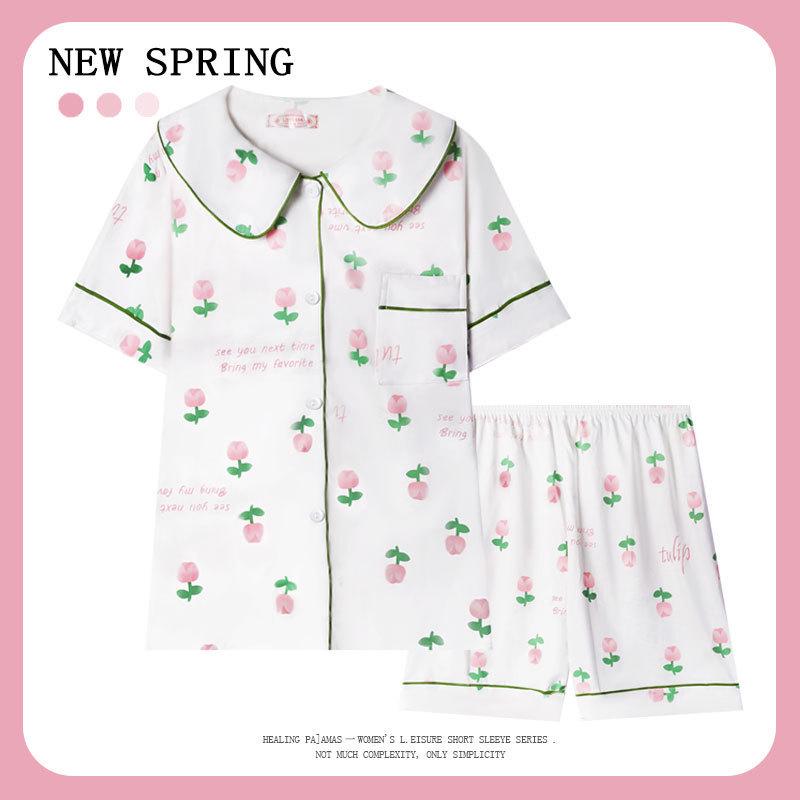 Women’s Cute Cotton Short Sleeve Pajama Set - Summer Style