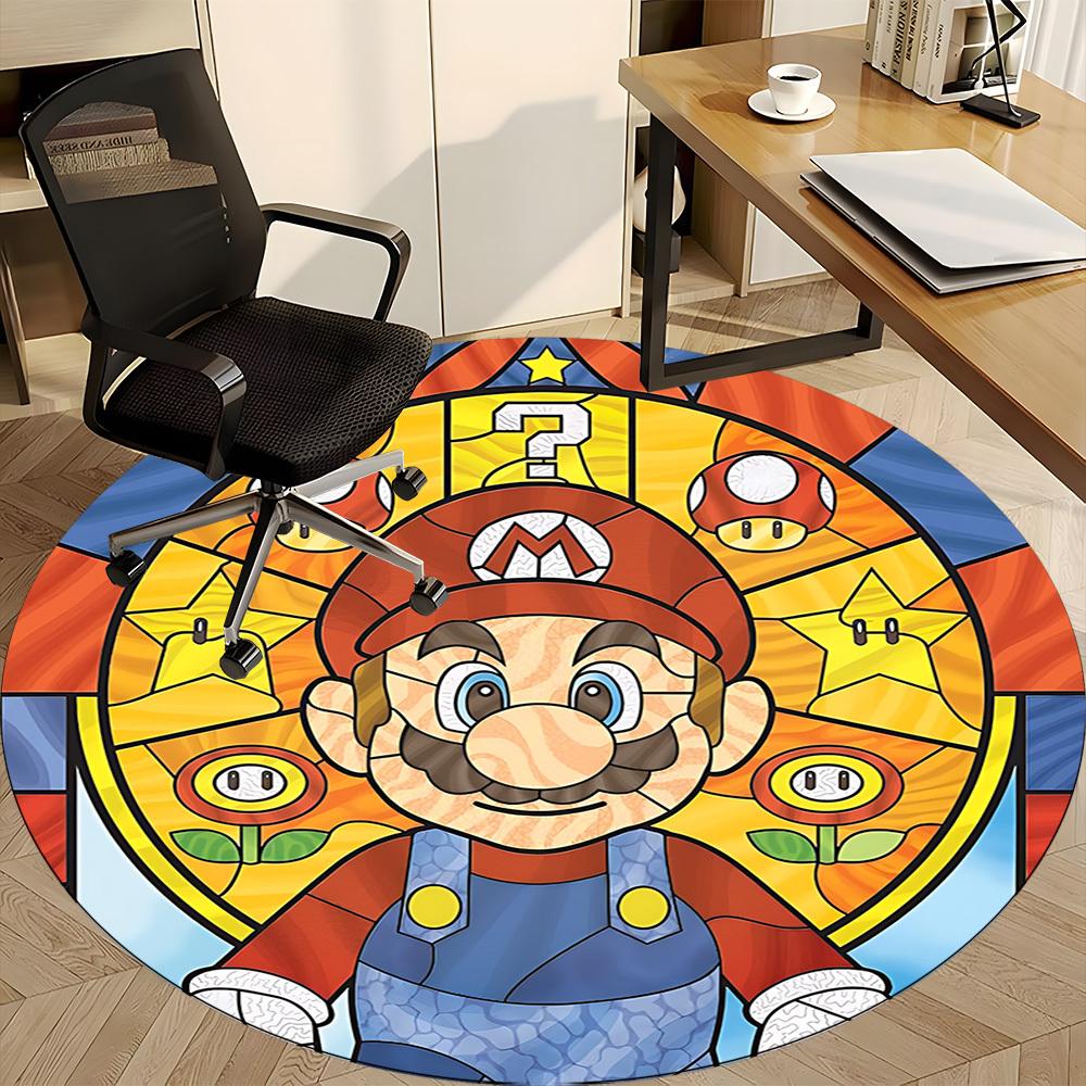 1pc Mario Game Office Round Area Rug, Under Office Chairs Bedroom Living Room Home Decor A0926058