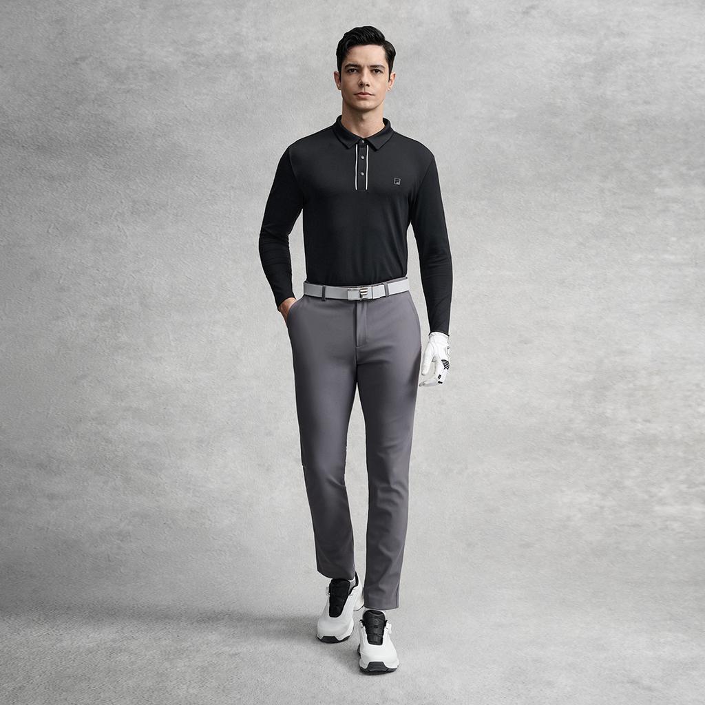 FILA Fleece Lined Warm Simple Comfortable Fashionable Golf Versatile Straight Leg Knit Casual Pants Men bottoms Deep-Space-Gray A11M615603FDY