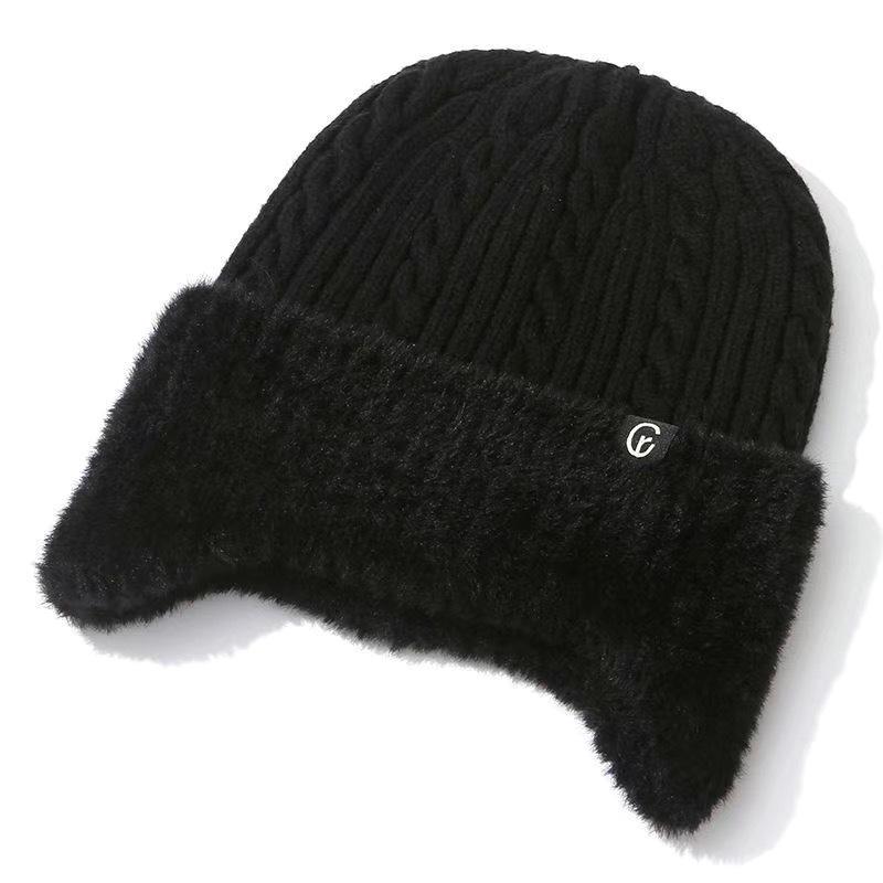 Men's Winter Warm Knitted Hat with Velvet Ear Protection for Seniors