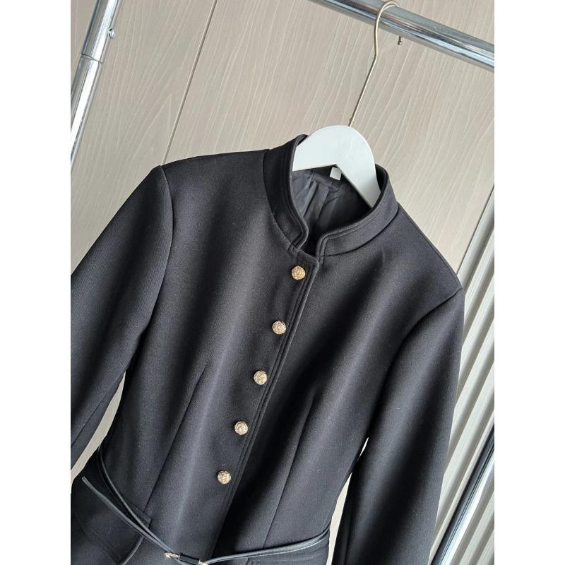 Fall/Winter Women's Coat with Belt Wool Blend Stand-up Collar Long Sleeve Overcoat