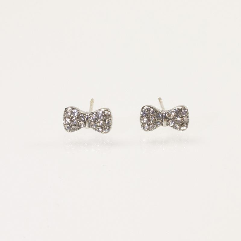 

Korea Dongdaemun 925 silver needle exquisite bow earrings full of diamonds fringed earrings temperament fashionable rhinestone earrings срібний