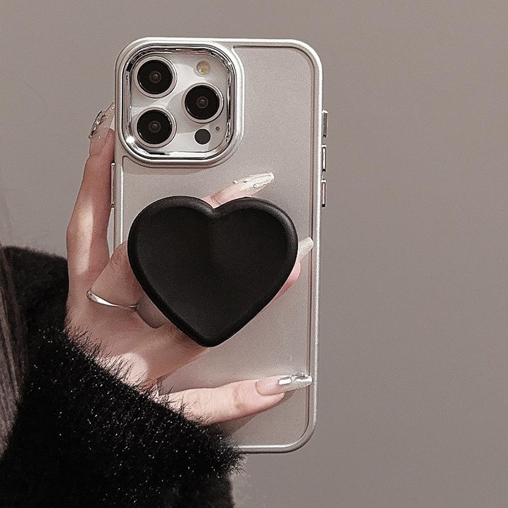 Black Love Stand 17promax Mobile Phone Case Apple IPhone 16 High end Sense 11 Suitable for 12 Electroplating 15 Soft