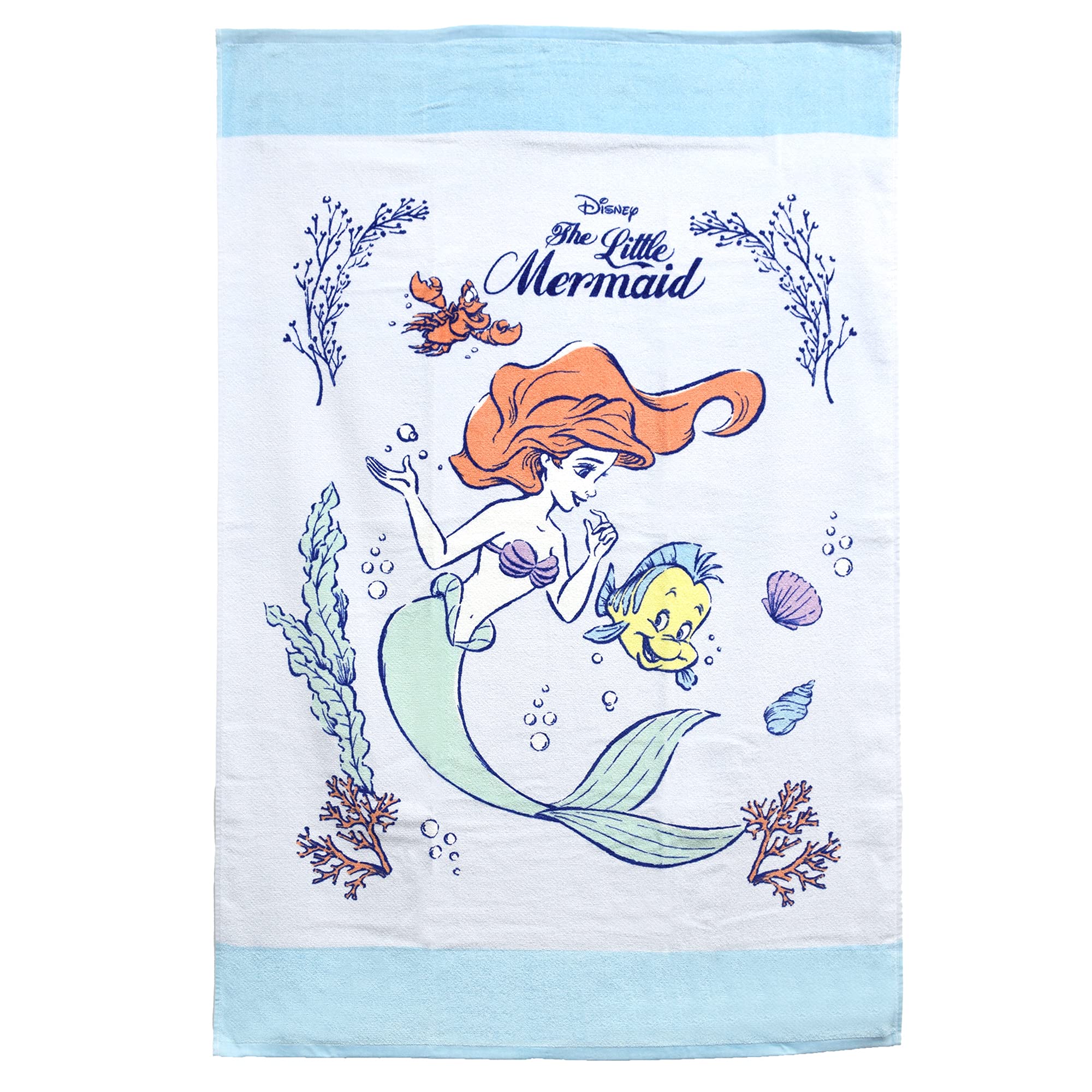 

MORIPiLO Ariel Towel Blanket for and Nursery School Nap Disney Character Morishita Makura Summer, Kids, (Disney Blanket, Blue), 90x140cm, Washable,