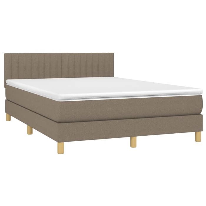 Maison Exclusive - Sommier à lattes de lit avec matelas Taupe 140x190 cm Tissu