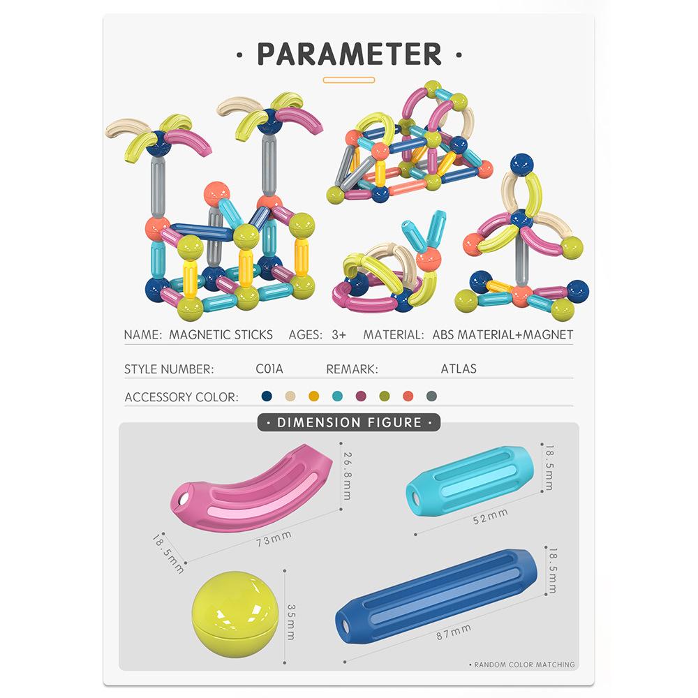 Popular 3D Magnetic Rod Building Block 3-6 Children 8 Educational Assembly Magnetic Toy Gift Box 10