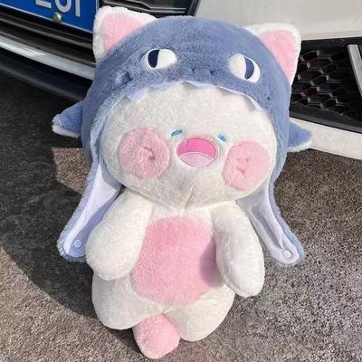 Creative Cute Shark Cat Doll Plush Shark Bee Cat Doll Cloth Doll Super Soft Sleeping Throw Pillow Birthday Gift Female