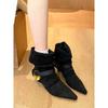 Fashion New European and American Suede Pleated Slip-on Metal Buckle Two-way Fashion Women's Mid-calf Boots