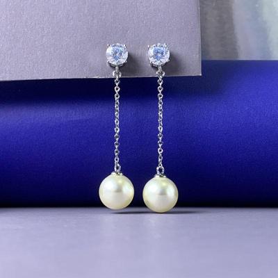 Hypoallergene S925 Silber Quasten Perlen & Diamant Ohrstecker