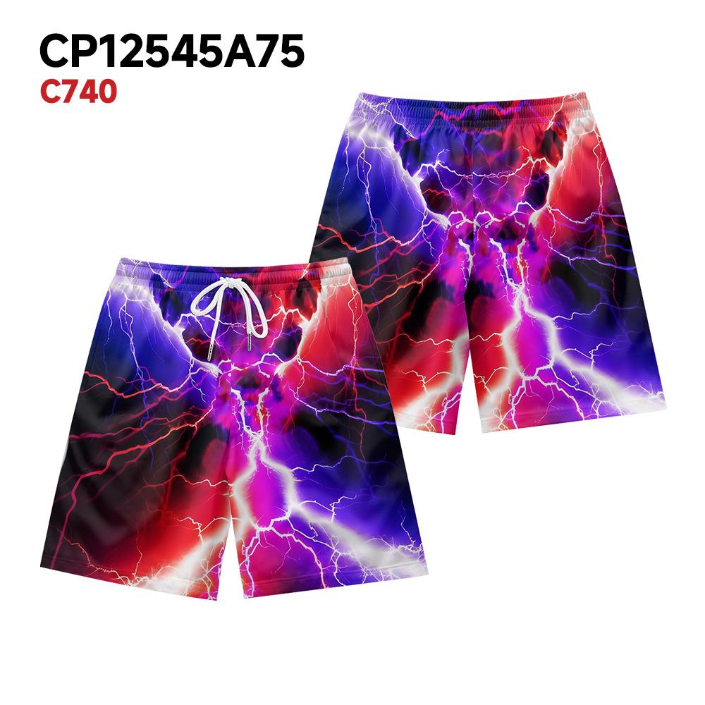 

European And American Dark Natural Lightning Element Men S Casual Shorts Beach Pants XXS