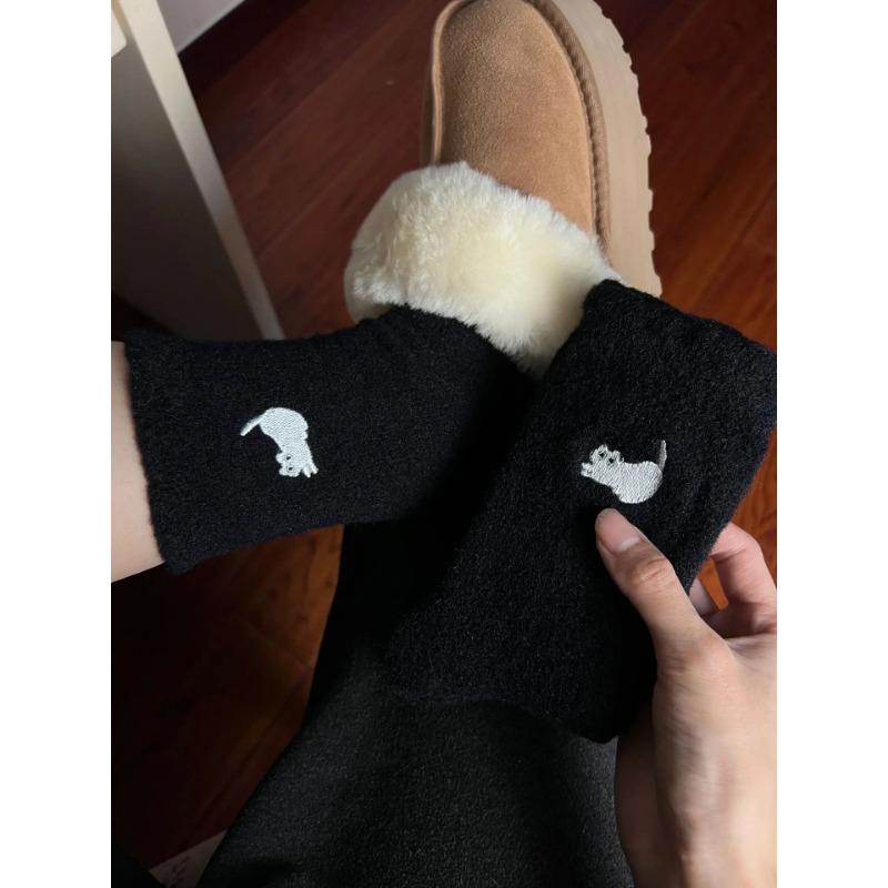 

Cute Mink Velvet Aussie Fleece Socks Women Girls Autumn Winter Fluffy Warm Sock Mid-tube Thicken Snow Home Sleep Floor Stocking 1pairs