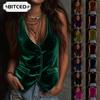 Women's Fashion Casual Solid Color Print Sleeveless V Neck Blouses & Shirts