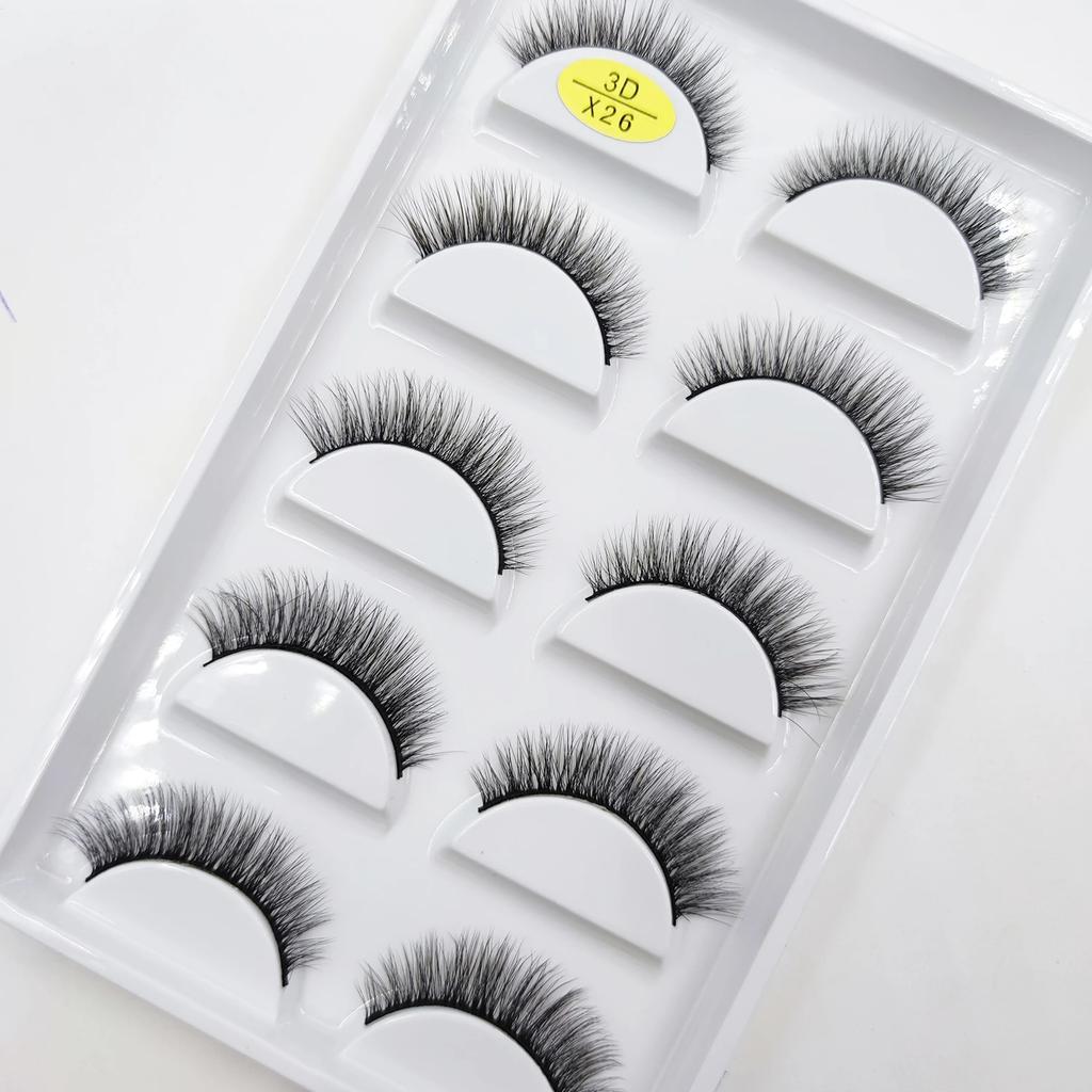 Natural 3D Mink False Eyelashes Makeup Fake Eye Lashes Faux Cils Make Up Beauty Tools Wholesale 5 Pairs X08 X01 H13 Cat