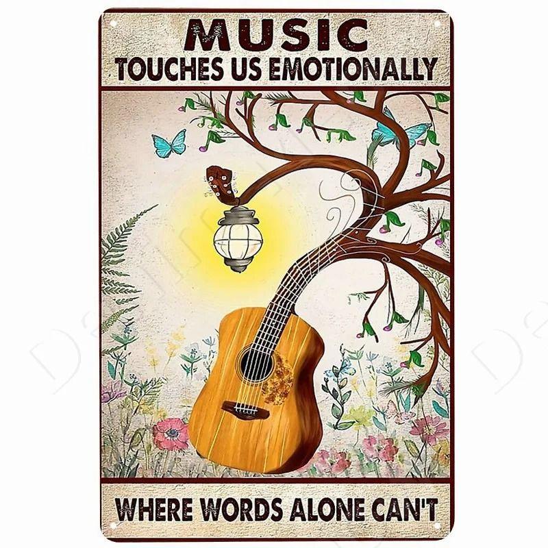 Vintage Rock Music Style Tin Painting for Bars Cafes Home Walls