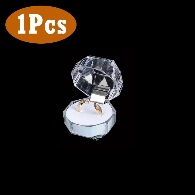 

20PCS Acrylic Crystal Ring Earring Storage Display Boxes Storage Organizer Case Clear Wedding Package Box for Jewelry Packaging білий