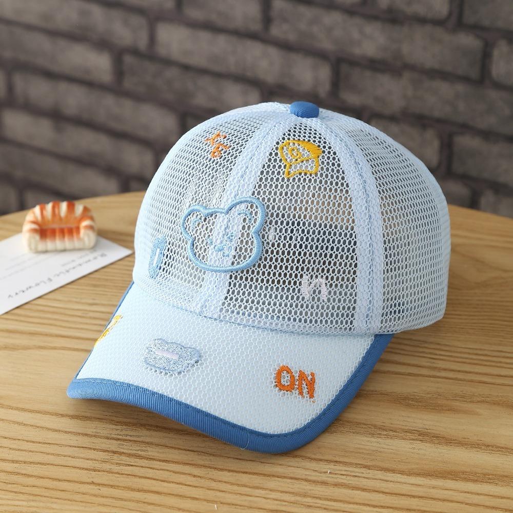 Cartoon Bear Baby Baseball Cap Mesh Breathable Sunshade Cap Cute Kid Sun Hat Boys Girls