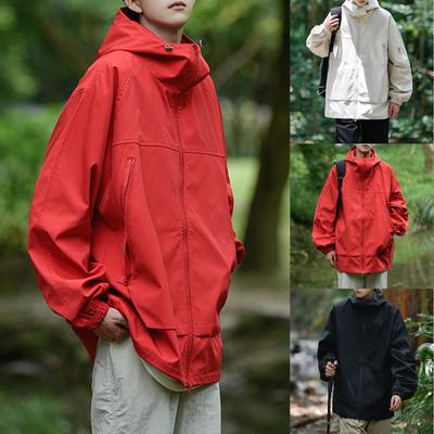 Autumn And Winter Men's Solid Color Outdoor Mountaineering Rushsuit Work Clothes Hooded Coat