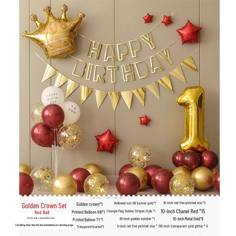 First Birthday Party Balloon Decoration Set with Light Strip for Boys and Girls