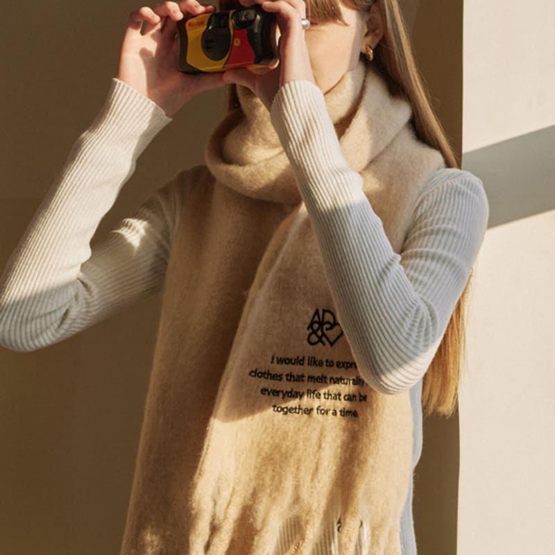 ADAUL AD&heart Embroidery Logo Boucle Muffler - 6color