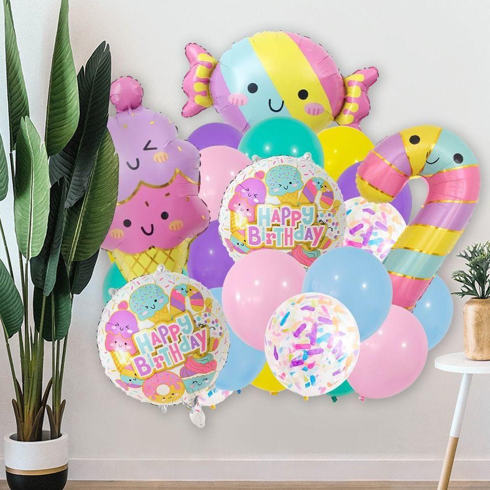 23pcs Ice Cream Sweets Mylar Birthday Party Celebration Summer Theme Party  Girls
