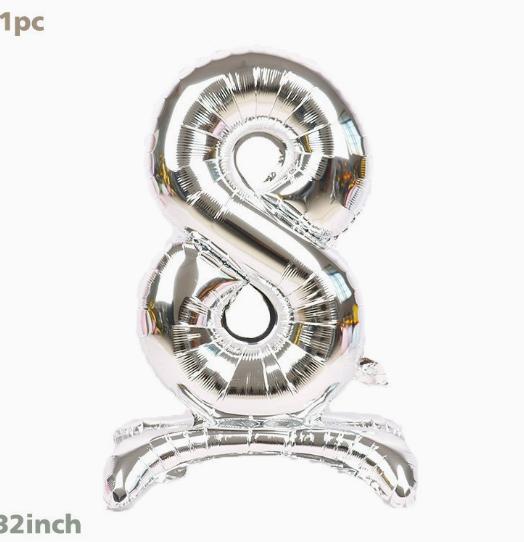 32 Inch Standing Number Balloon Foil Balloon Inflatable Party Decoration Balloon for Birthday Anniversary Event Celebration