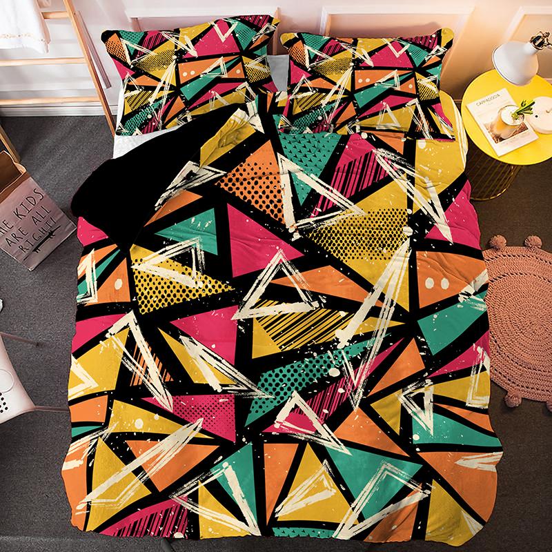 Nepravidelná Geometrie Král Královna Povlak na Peřinu Bohemský Styl Ložní Prádlo Sada Pro Děti Dospívající Dospělé Moderní Umění 2/3ks Polyesterový Povlak na Přikrývku