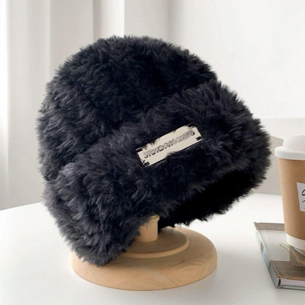 Plush Plush Bucket Hat Warm Panama Hat Outdoor Basin Sun Cap  for Women
