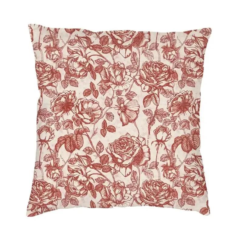 Toile De Jouy Sepia Vintage Pařížský Umělecký Design Čtvercový Povlak na Dekorační Polštář D Oboustranný Tisk Potah na Polštář pro Pohovku