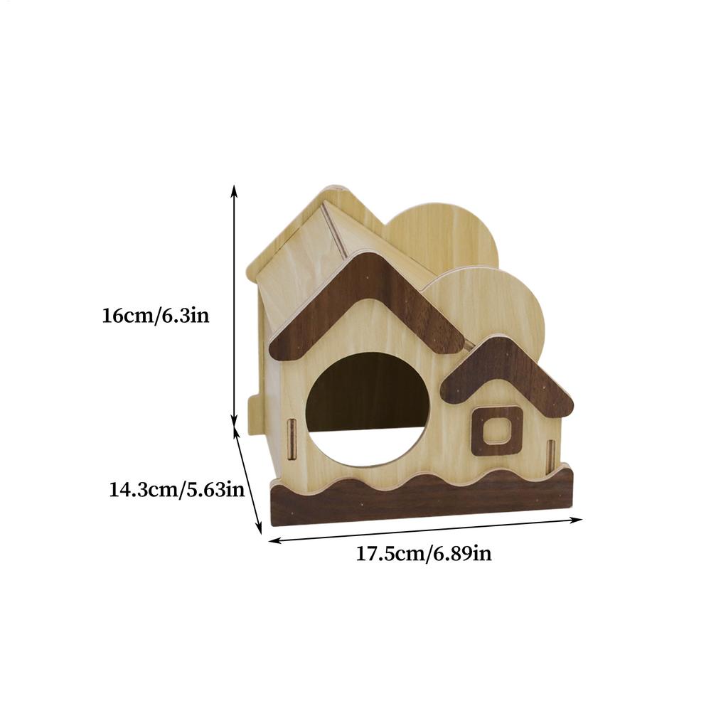 Hamster House Natural Hut Cute Decor Wooden Hamster House Small Pet Habitat for Gerbil Bunny Chinchilla Ferret Hedgehog Sugar