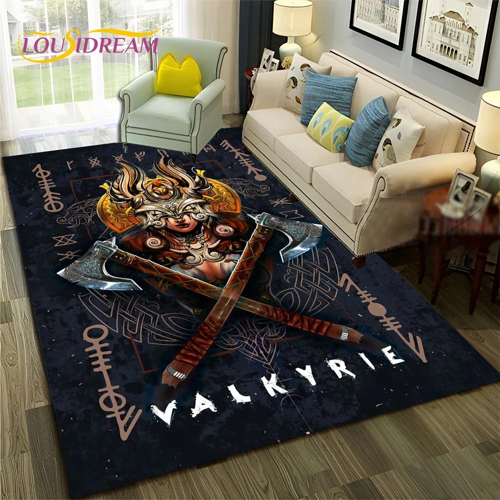 Nordic Viking Odin Valhalla Valknut Carpet Rug for Bedroom Living Room Home Sofa Decoration,Children Game Large Decor Floor Mat