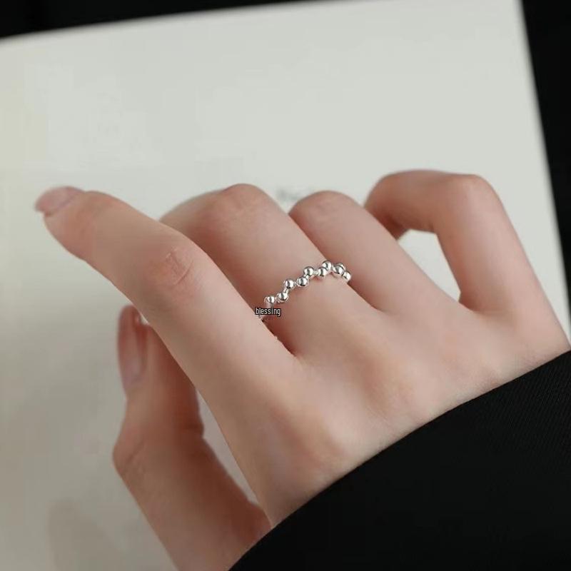 Trendy Adjustable Women's Beaded Open Ring - Versatile & Stylish Index Finger Accessory