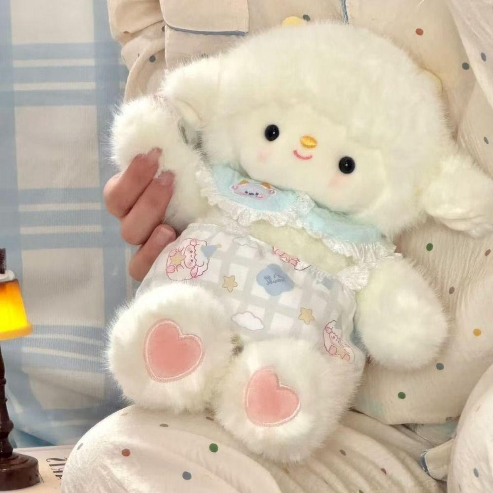 

Soft Pajama Sheep Plush Doll Cartoon Appease Doll Cute Sleeping Pillow Doll Kids Gift Flower Clothes Sheep