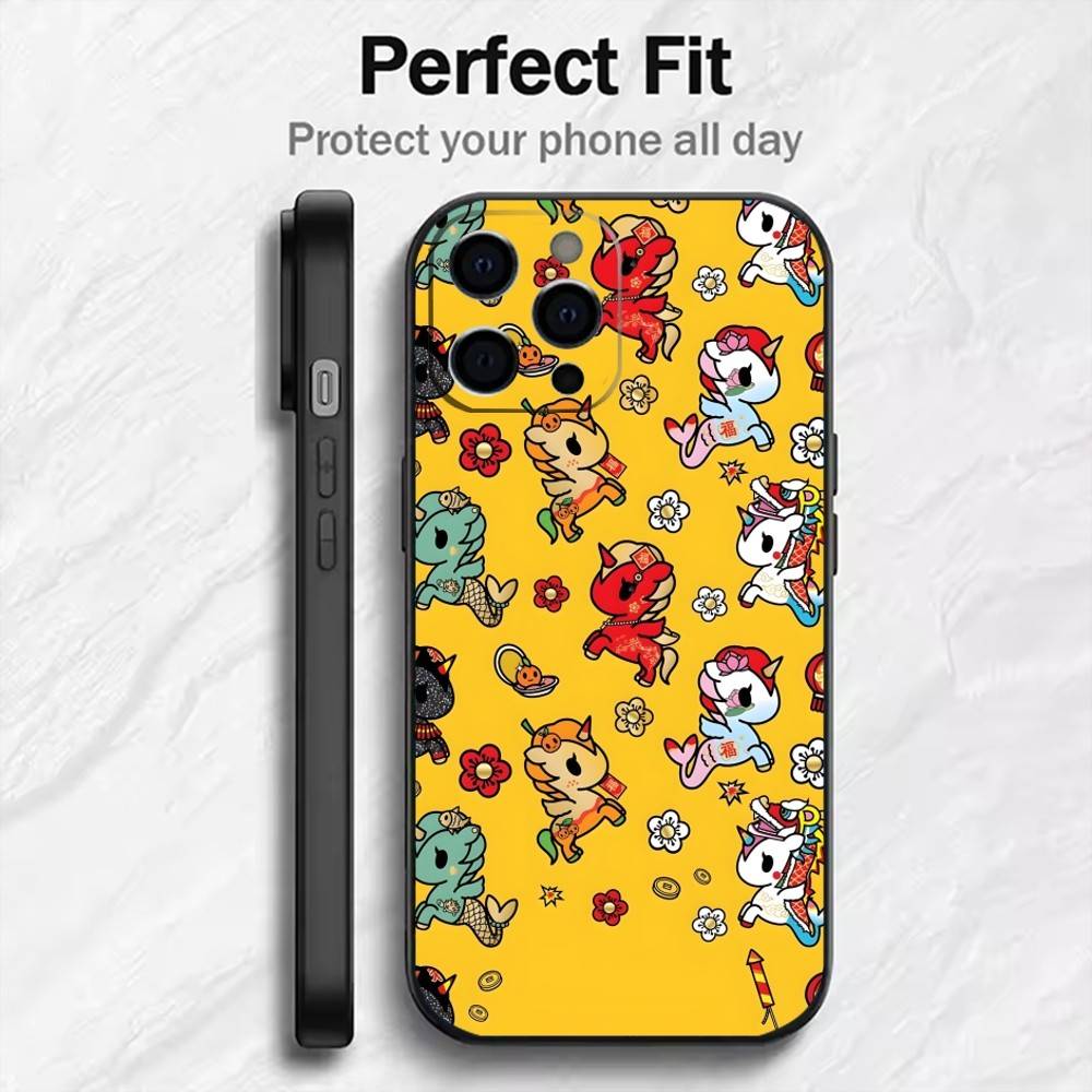 Japanese Pop T-Tokidoki-i Culture Phone Case For iPhone17,16,15,14,13,12 Plus,Max Soft Silicone Black Cover