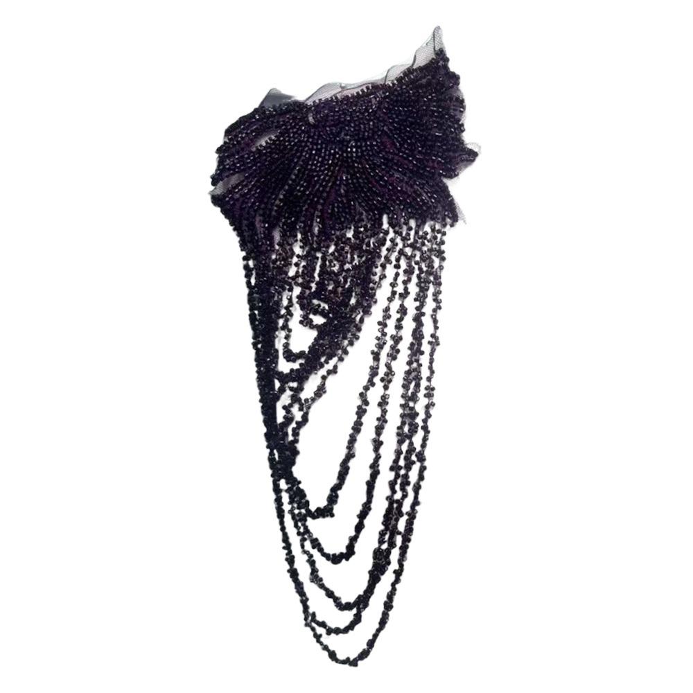 

Fringed Design Crystal Beads Patch Removable Decoration Handmade Sewing Tassels Applique Beaded Uniform Crystal Bead Detail темно-фіолетовий колір