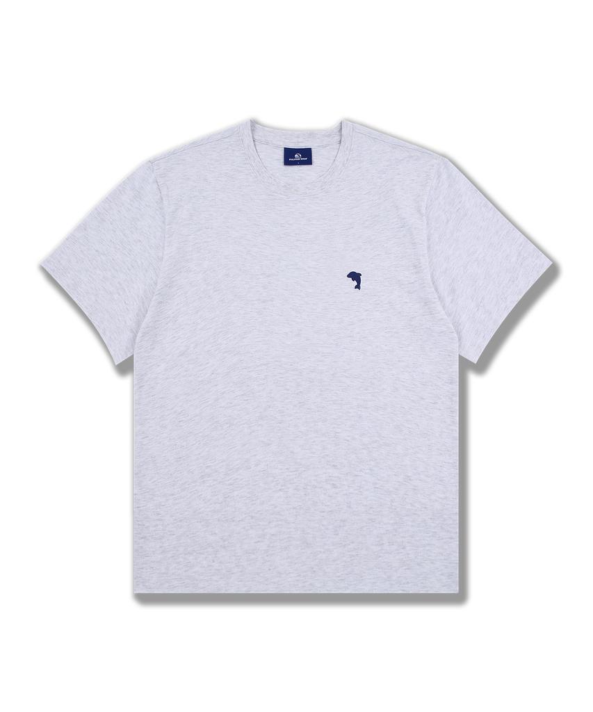 DOLPHIN WAVE APPAREL [2Pack] Dolphin Mini Chain Embroidery 16-Count Short Sleeve T-Shirt White & Cool Gray 2 Pack