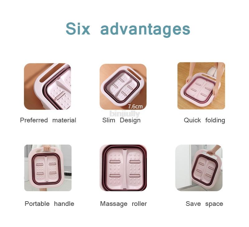 Foldable Footbath Plain Foaming Massage Bucket Plastic Foot Bath Basin Large Heightening Footbath Fording Barrel Reduce Pressure