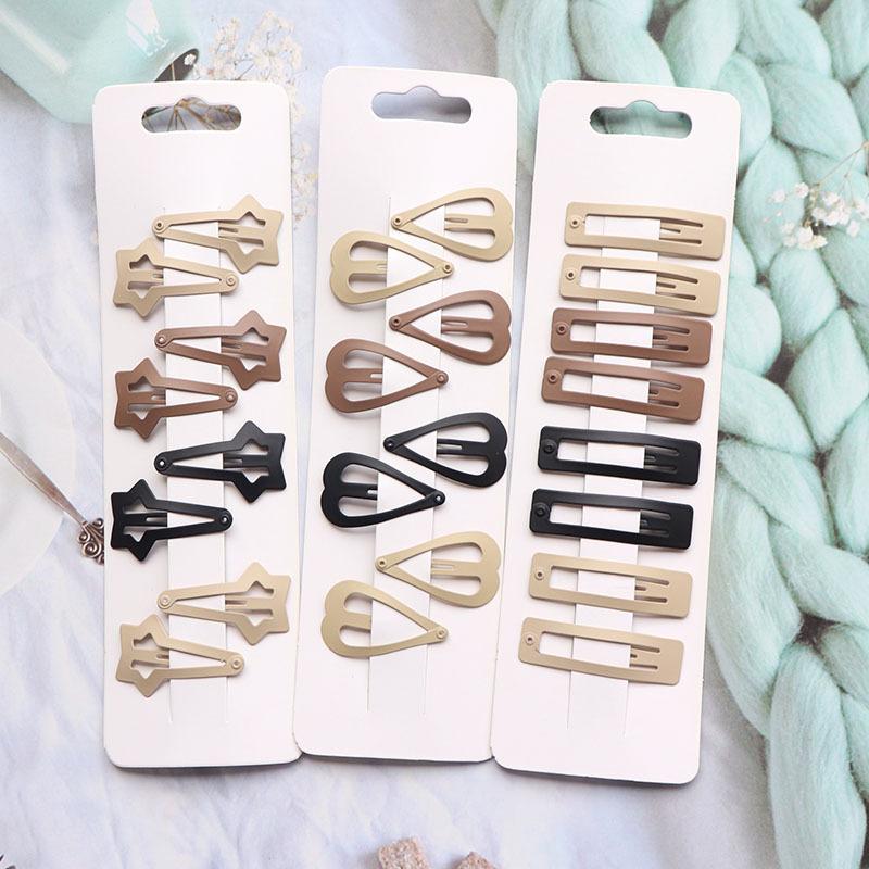 8Pcs/set Japanese Korean New Coffee Color Matte Bb Clip Metal Bangs Broken Hairpin DIY Paint Hairpin Hair Accessories