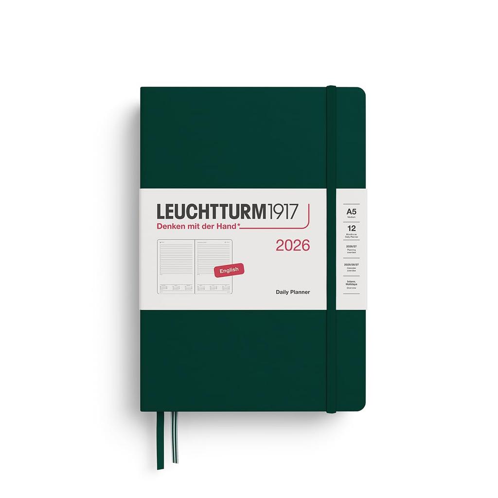 Leuchtturm 2026 January Forest Officially Imported Planner, Start, A5, Daily, Green, 372776,