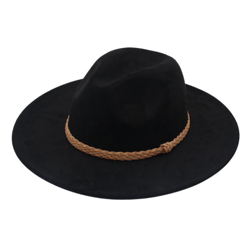 Big Brim Imitation Suede Jazz Hat Spring Summer Felt Hat Woven Accessories Popular Top Hat
