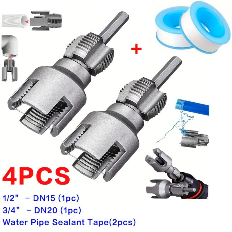 

Pipe Repair Tool-4pcs PPR Pipe Threader Tool+Water Pipe Sealant Tape-Electric Drill-Type Thread Repair DN15+DN20, 1/2&3/4 Internal & External Threads 4pcs/set