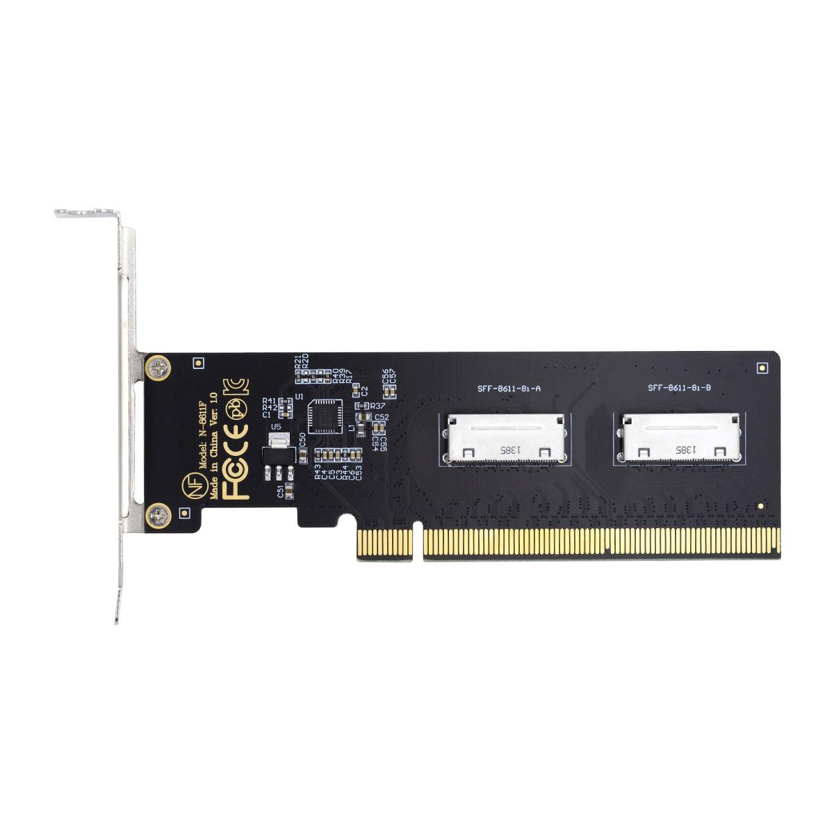 

SF-057 PCIE PCI-Express 16x to Dual Oculink SFF-8612 SFF-8611 8x VROC Adapter for Mainboard SSD Graphics Card As Shown A