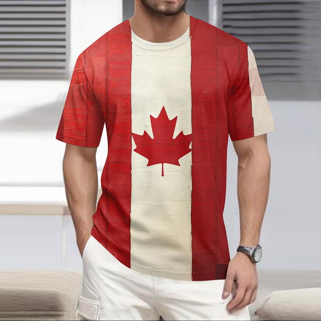 T-shirt Top Décontracté à Col Rond et Manches Courtes Imprimé Plage Hawaïen pour Homme